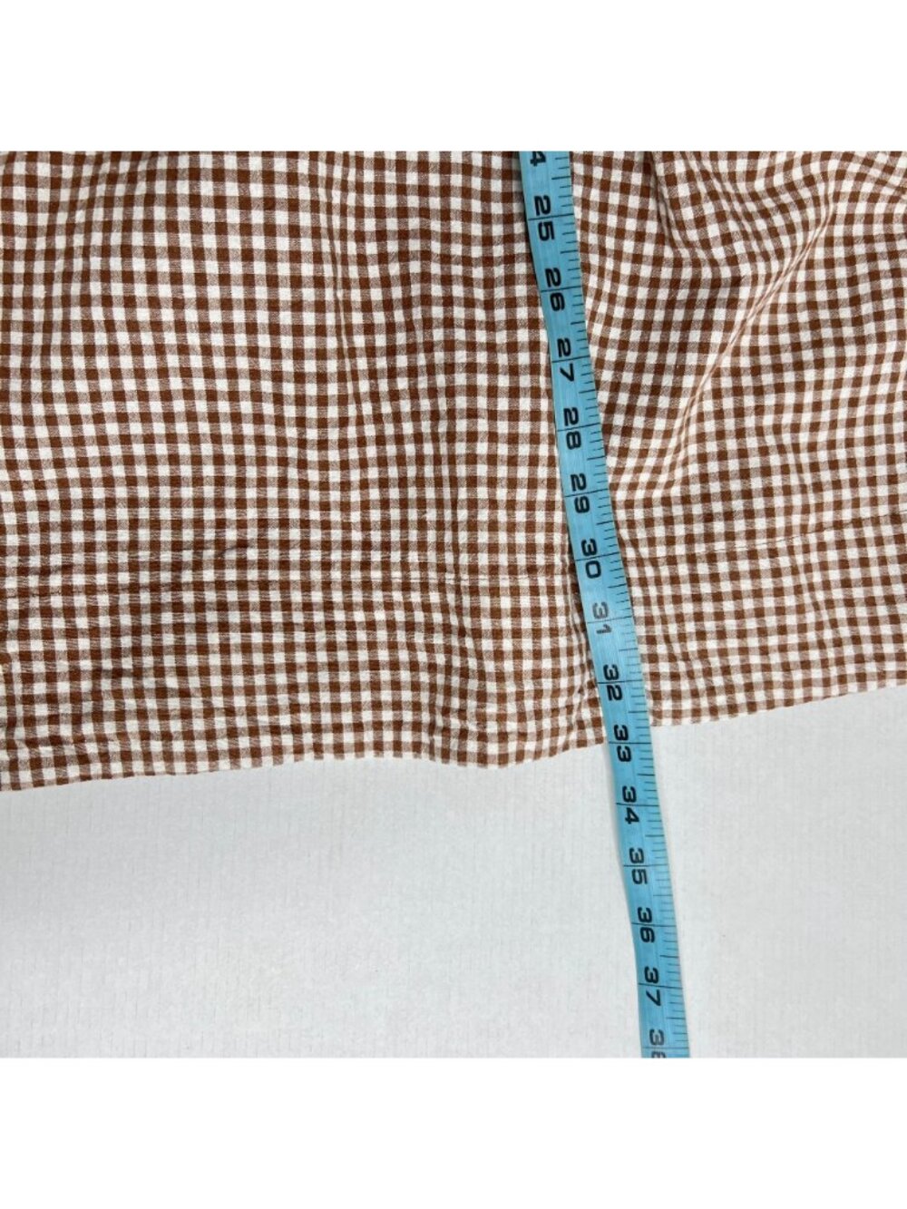 Tuckernuck Studio McGee Gingham Mini Finn Dress Cotton Brown Plaid Shift Large - Picture 12 of 16